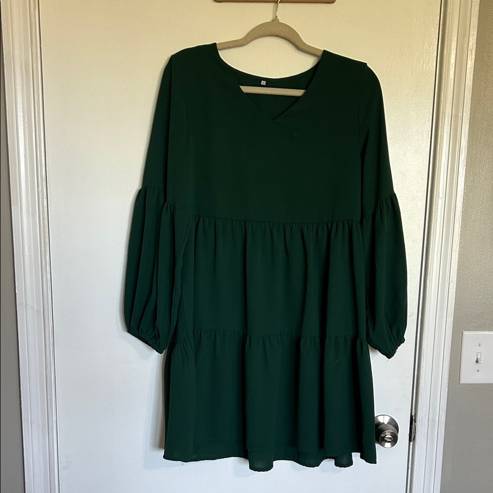 Dark Green Tiered Babydoll Dress